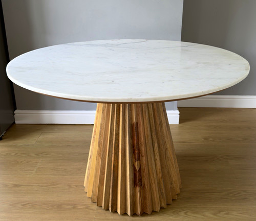 Round marble top dining table - round,