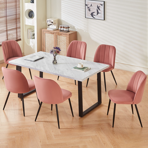 Marble effect table and - and, velvet