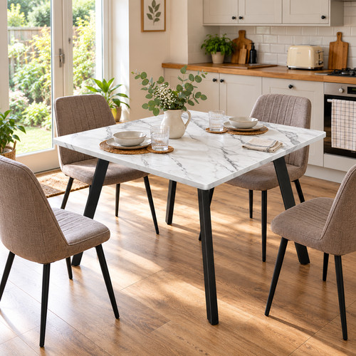 Square dining table 80cm - dining, white