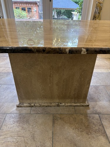 Travertine dining table.