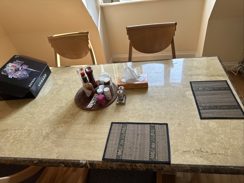 Marble dining table with solid - table,