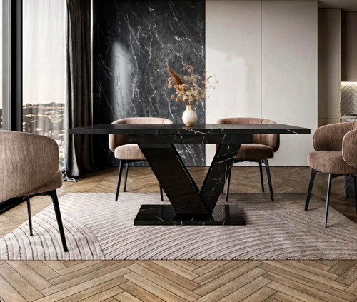 Black marble effect - black,