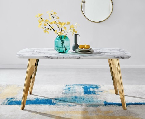 Andria white marble effect - white,