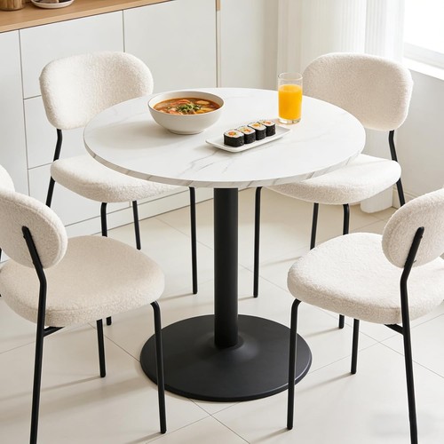 80cm round marble dining table - 80cm,