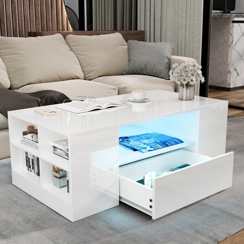 Led coffee table wooden - led,